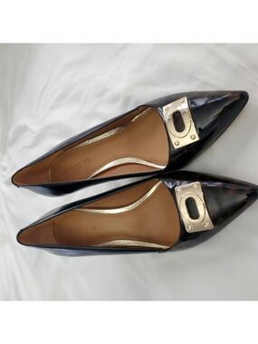 Coach Black Pointed Toe Heels Tortoise Accent Size 6 B